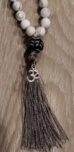 Gray Black and White Mala Necklace